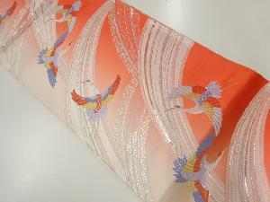 アンティーク　群鶴模様織出し袋帯（材料）